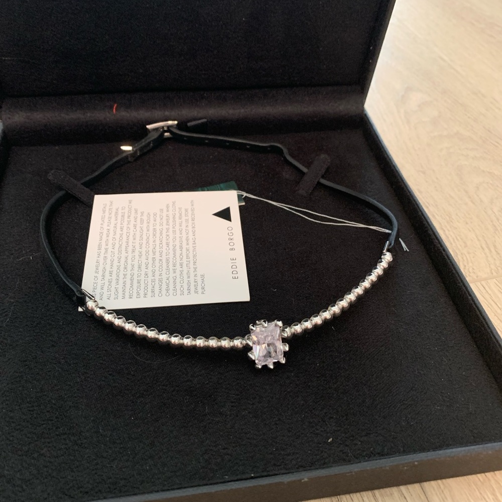 Eddie Borgo Faux Diamond Black Leather Choker